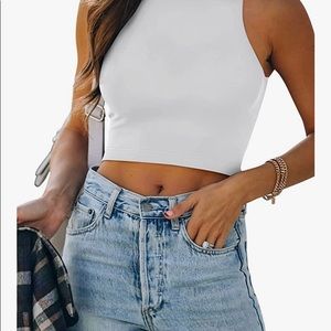 White crop tank top
